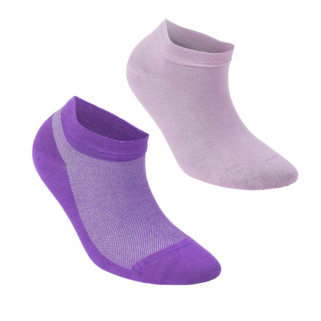 Lilac and purple low-cut ankle socks, thin knit pair