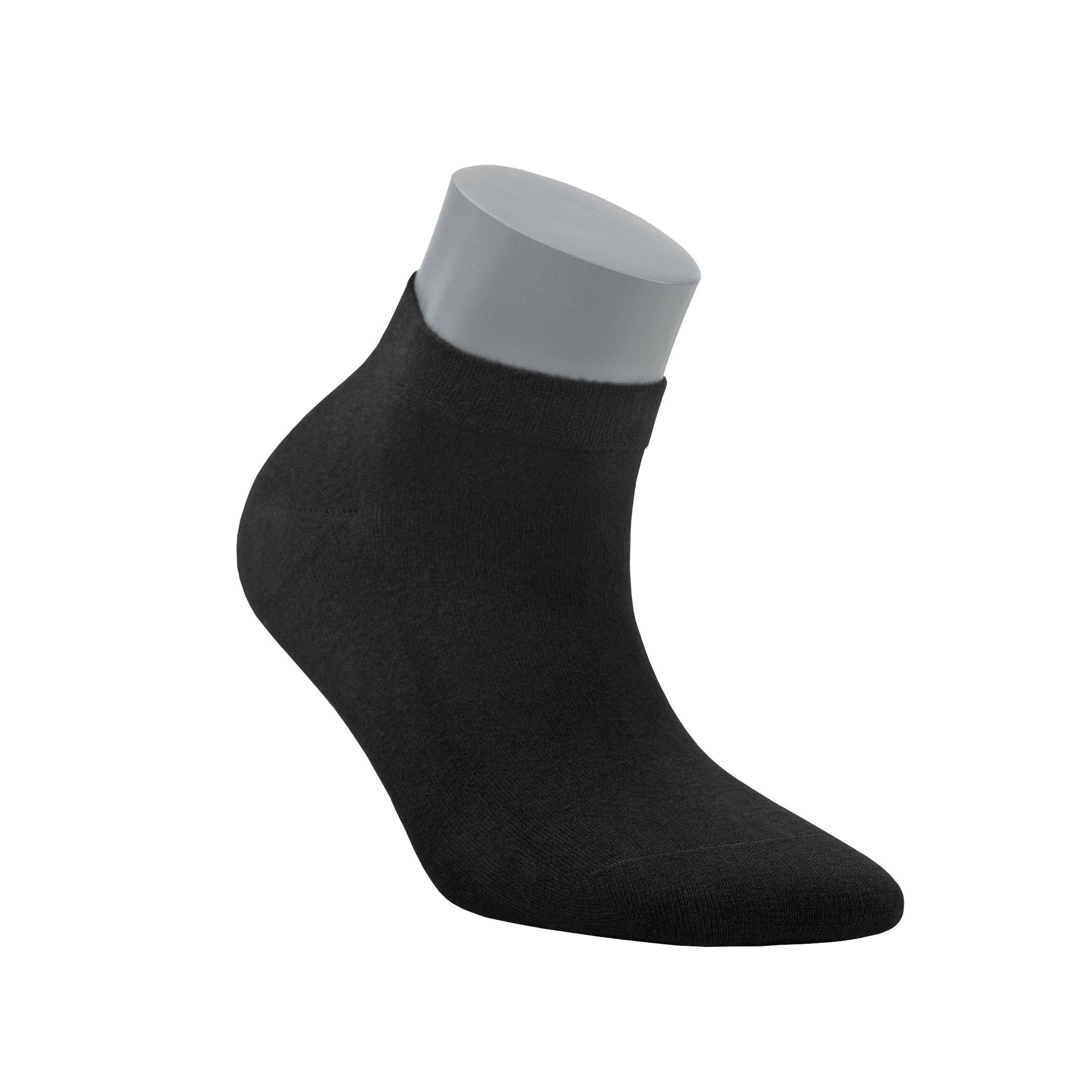 Women’s bamboo ankle sock, black with ribbed cuff, low-cut