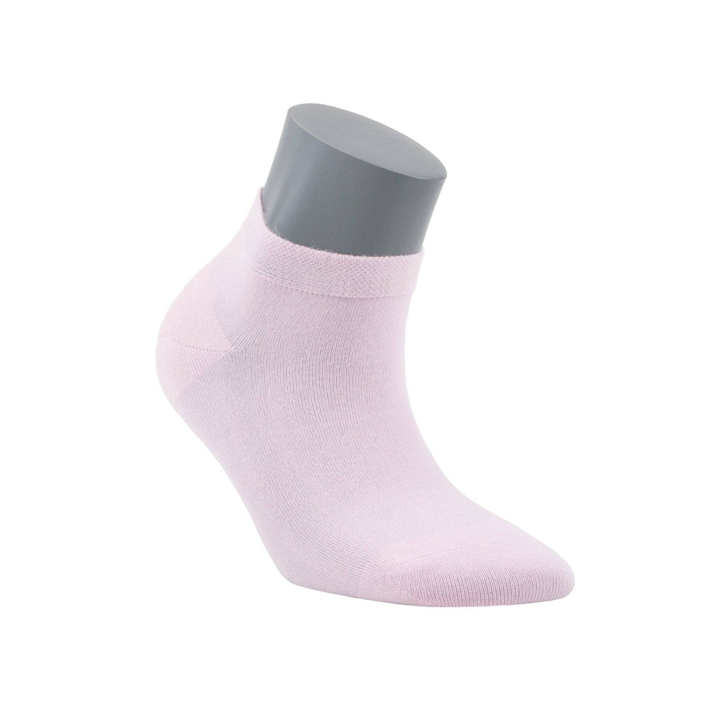 Women’s bamboo ankle sock, light pink with ribbed cuff, low-cut