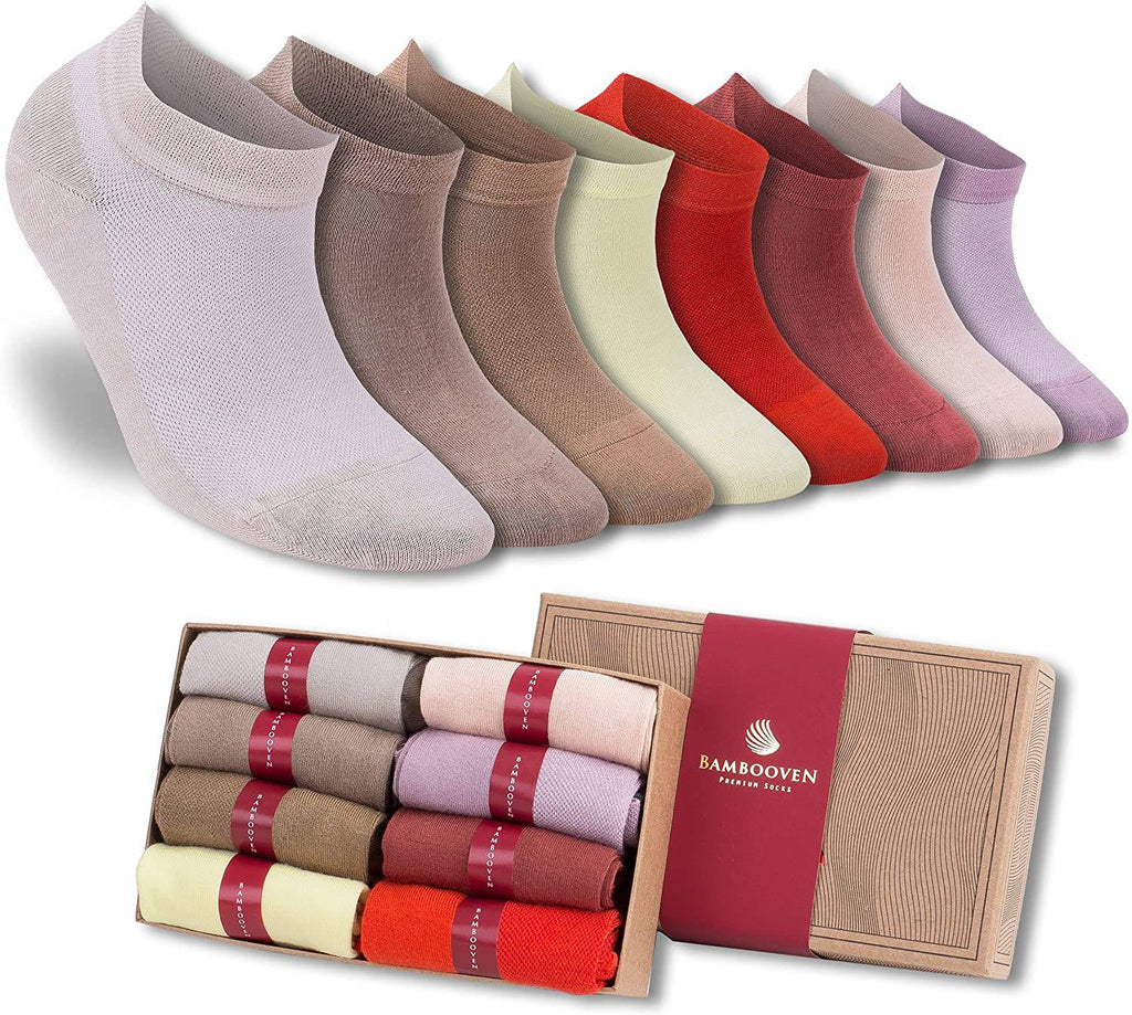 Ankle socks 8-pack, mixed colors, low-cut soft knit shown in a gift box