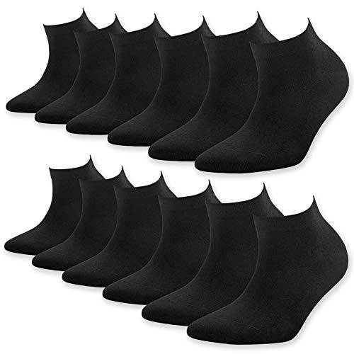 Black ankle socks 6-pack, flat lay