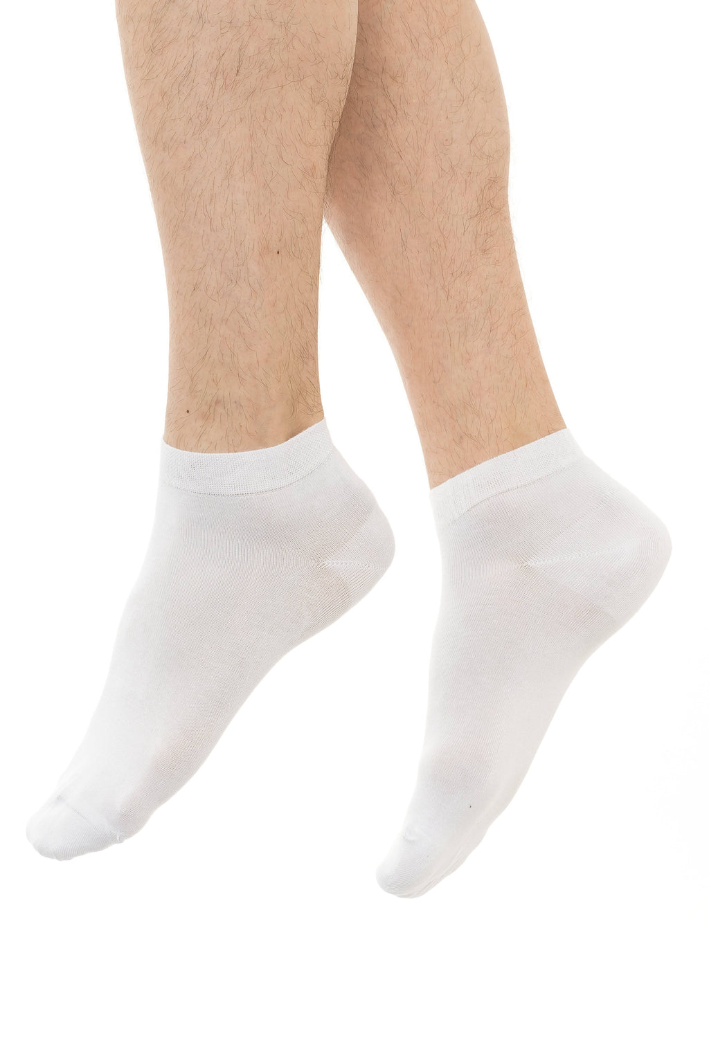 Bamboo ankle socks in white on bare legs