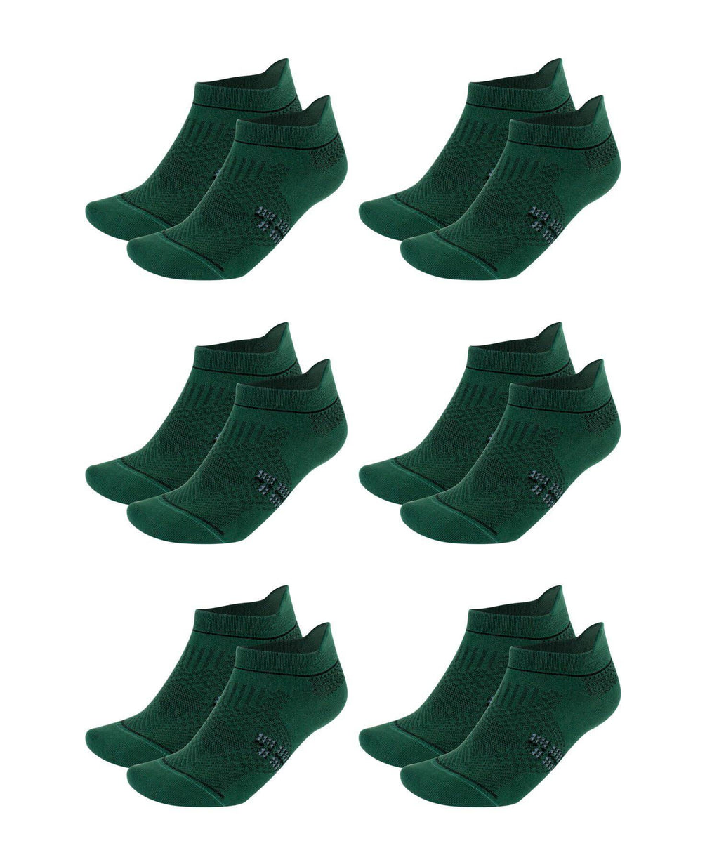 Green ankle socks 6-pack, stacked pairs with textured knit