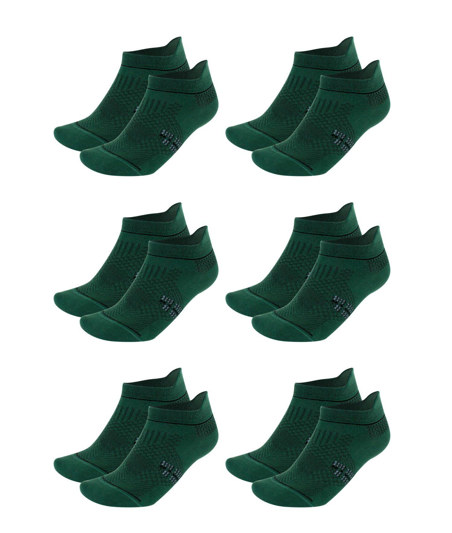 Green ankle socks 6-pack, stacked pairs with textured knit