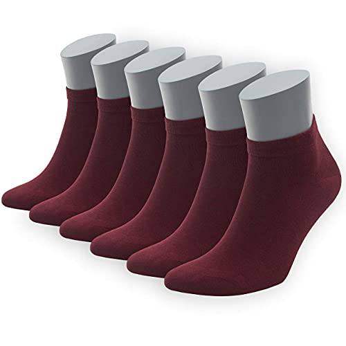 Burgundy ankle socks set with light gray cuffs