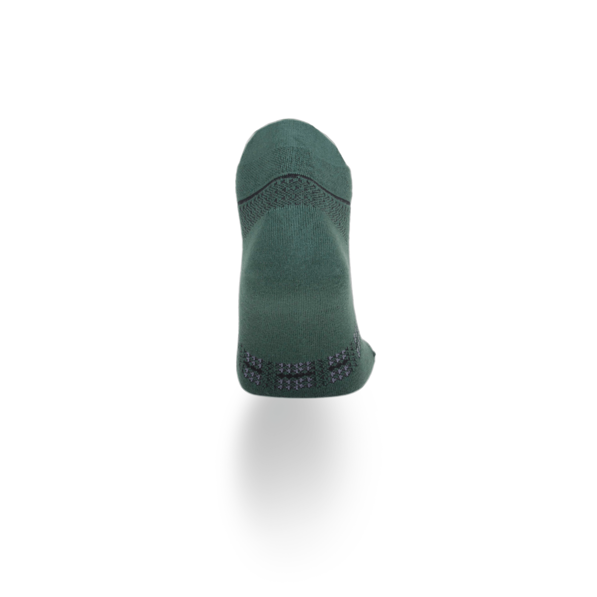 Bamboo ankle sock in dark green, back view with heel panel knit texture