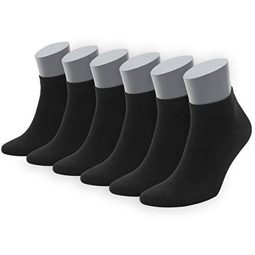 Black ankle socks with gray cuffs, 6-pack flat lay