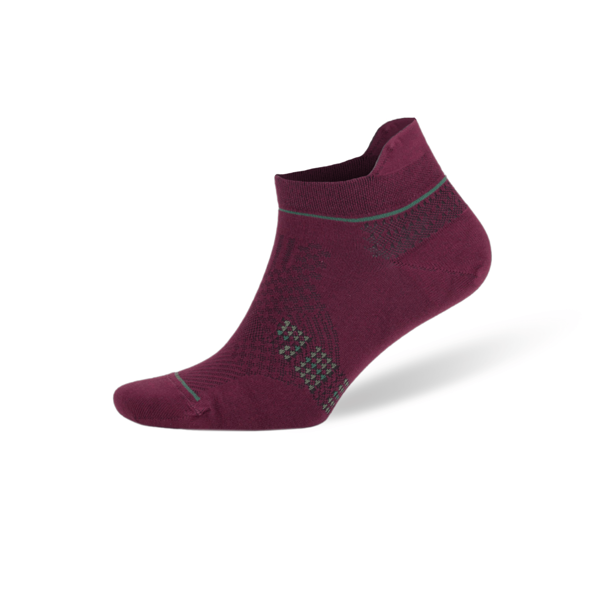 Bamboo ankle socks 6-pack, burgundy ankle socks with teal-patterned design