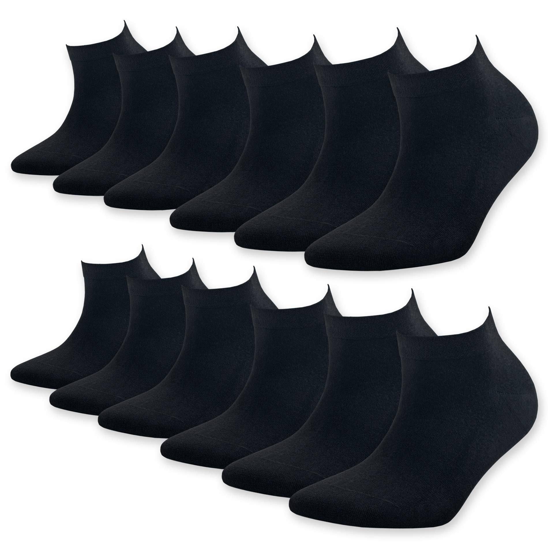 Black ankle socks set, solid knit with matching black cuffs