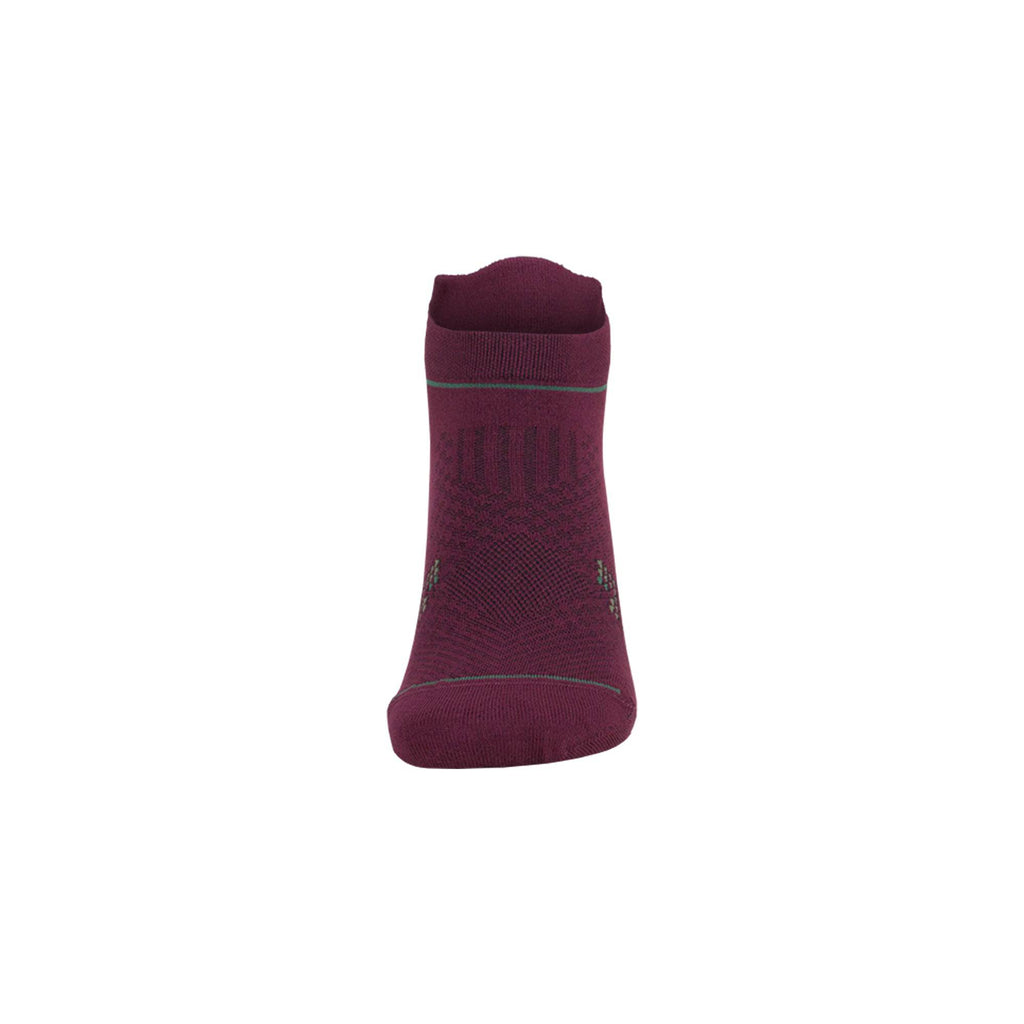 Bamboo ankle socks 6-pack, burgundy socks with teal-lined knit detail