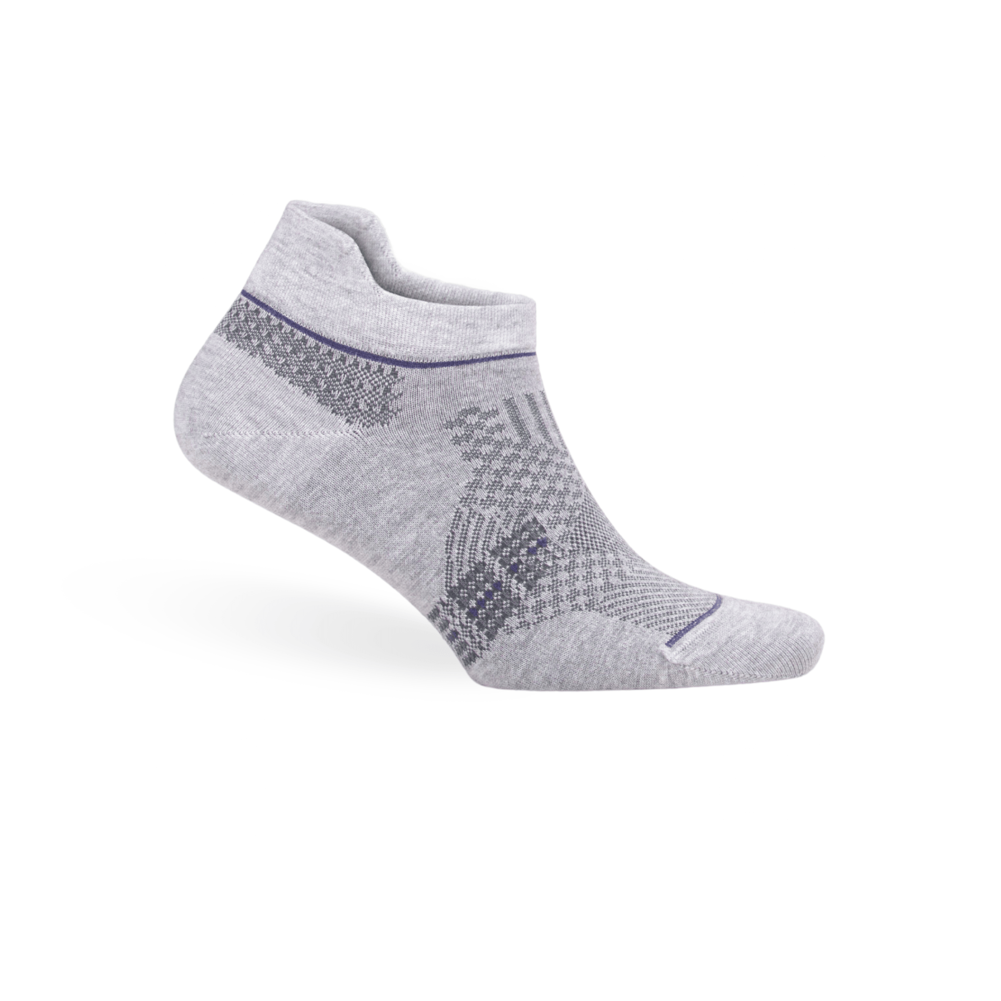 Bamboo ankle sock in light gray with dark geometric knit pattern