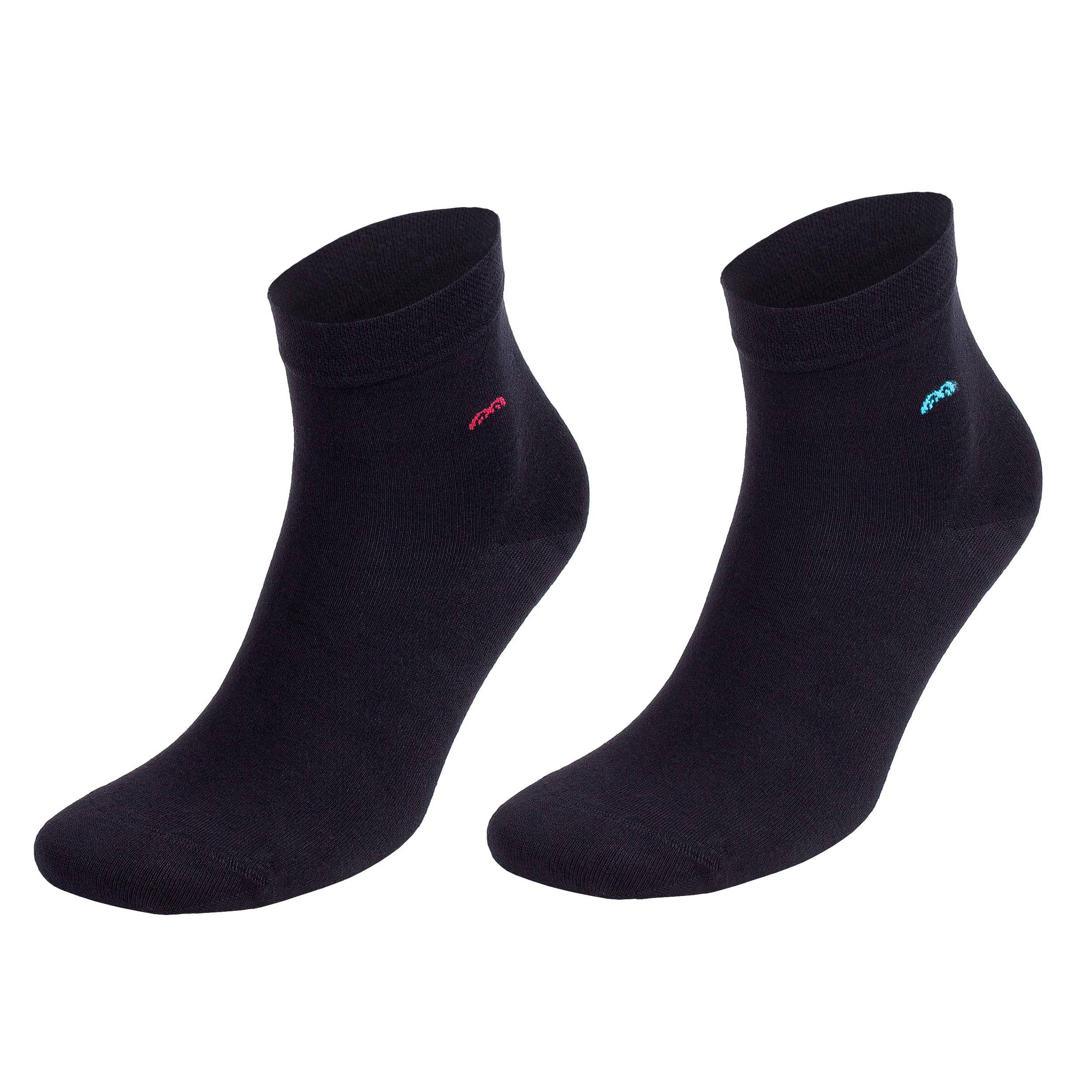 Bamboo ankle socks in black with small colored logo embroidery on side