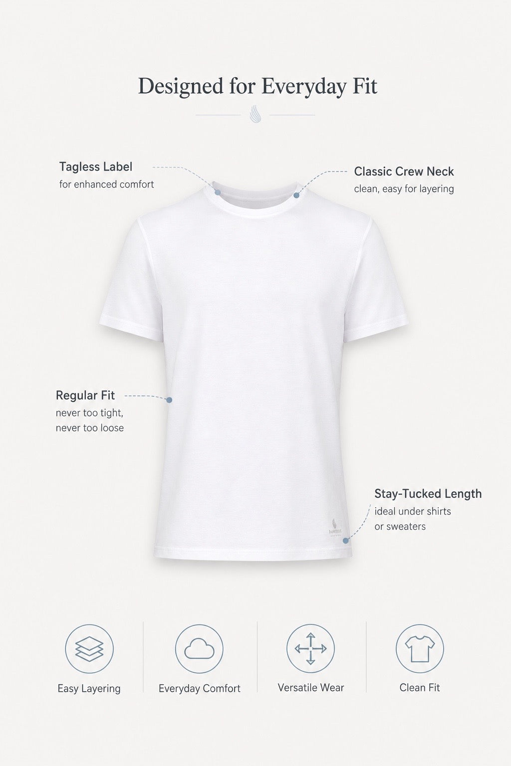 Men's crew neck undershirt, white, short-sleeve regular fit