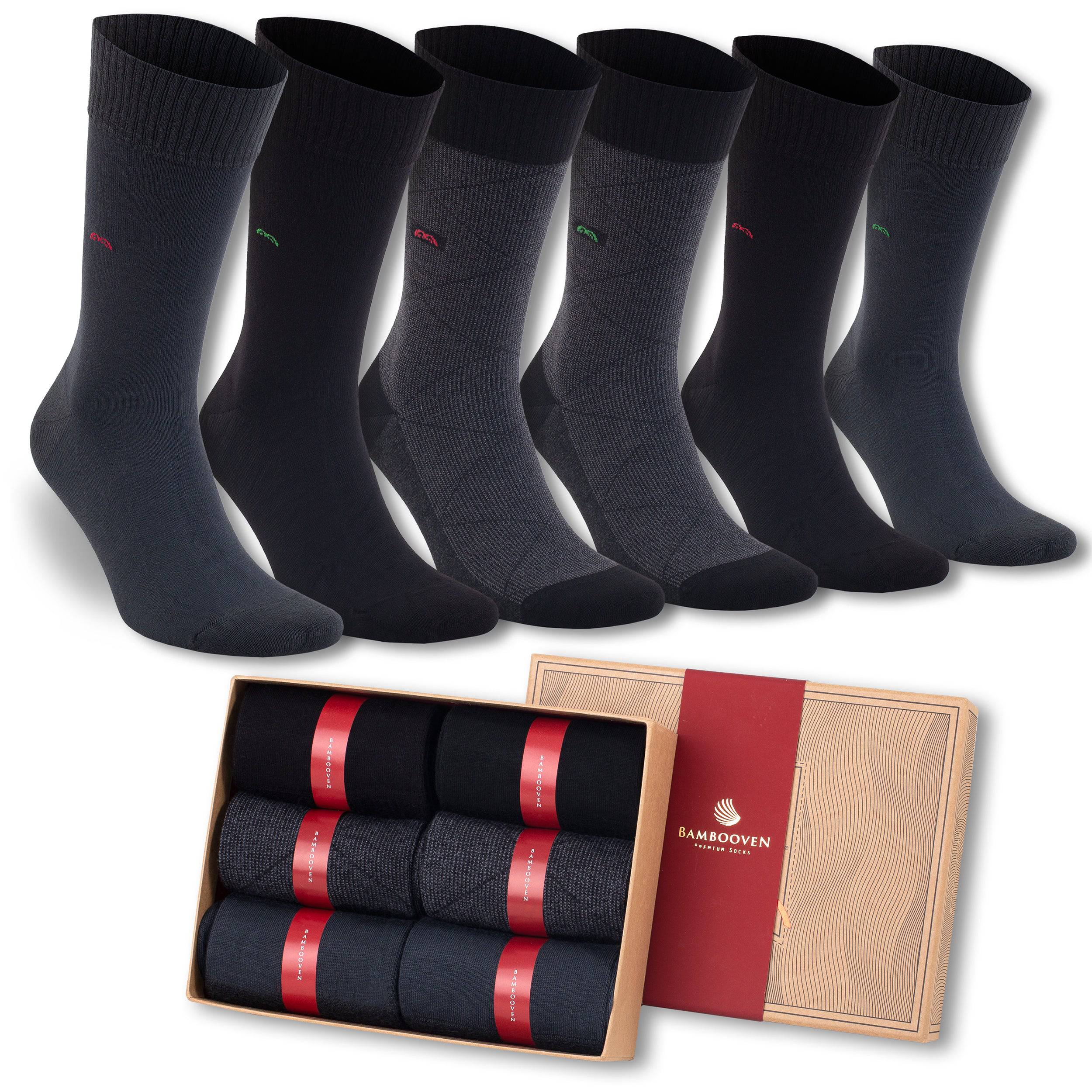 Men’s bamboo diabetic dress & trouser socks, navy 6-pack