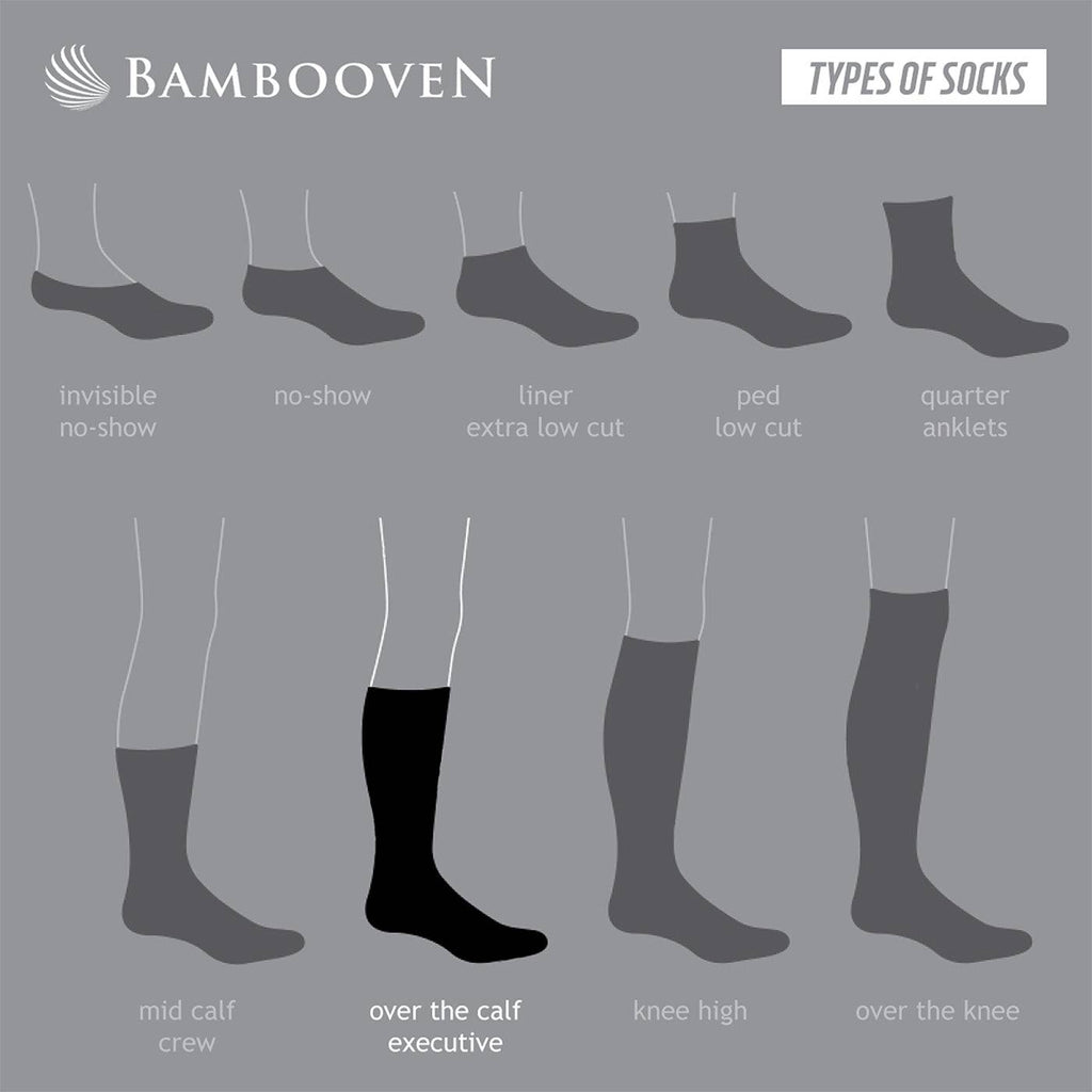 Sock height silhouette chart showing various BambooVEn styles