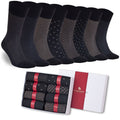 Men’s bamboo dress sock 8-pack, dark socks with mixed geometric and dotted patterns