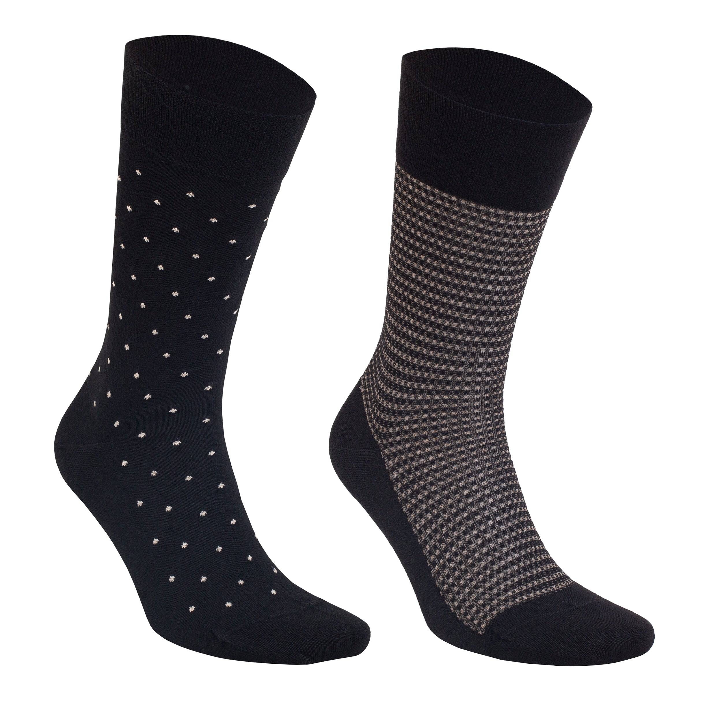 Men’s bamboo dress socks, dark pair with scattered dot pattern and mesh-like weave