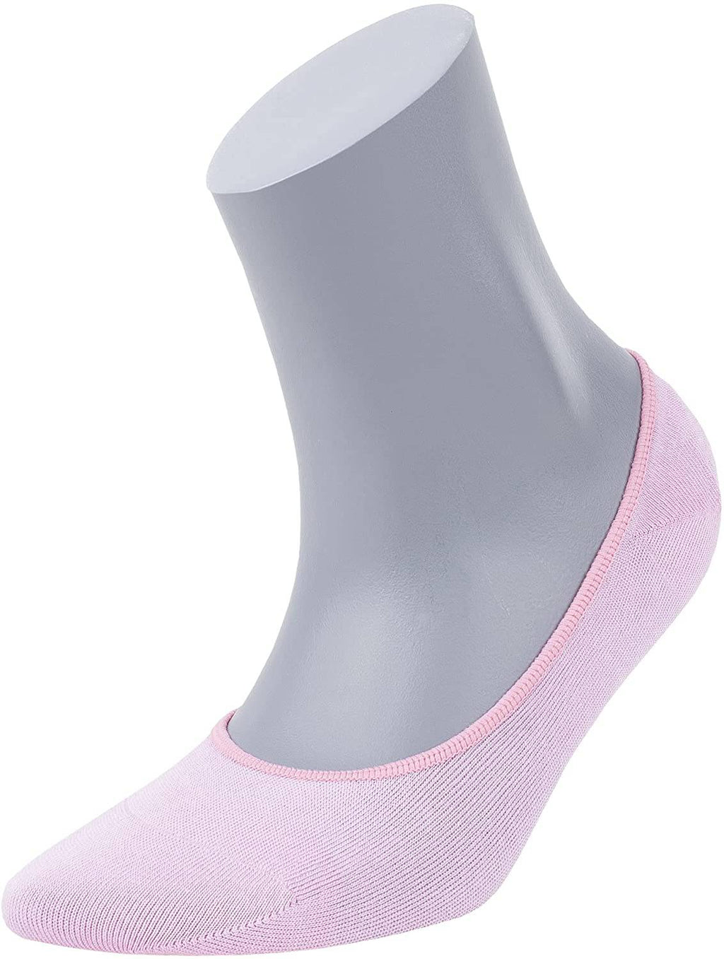 Pink no-show sock with ribbed knit and smooth toe