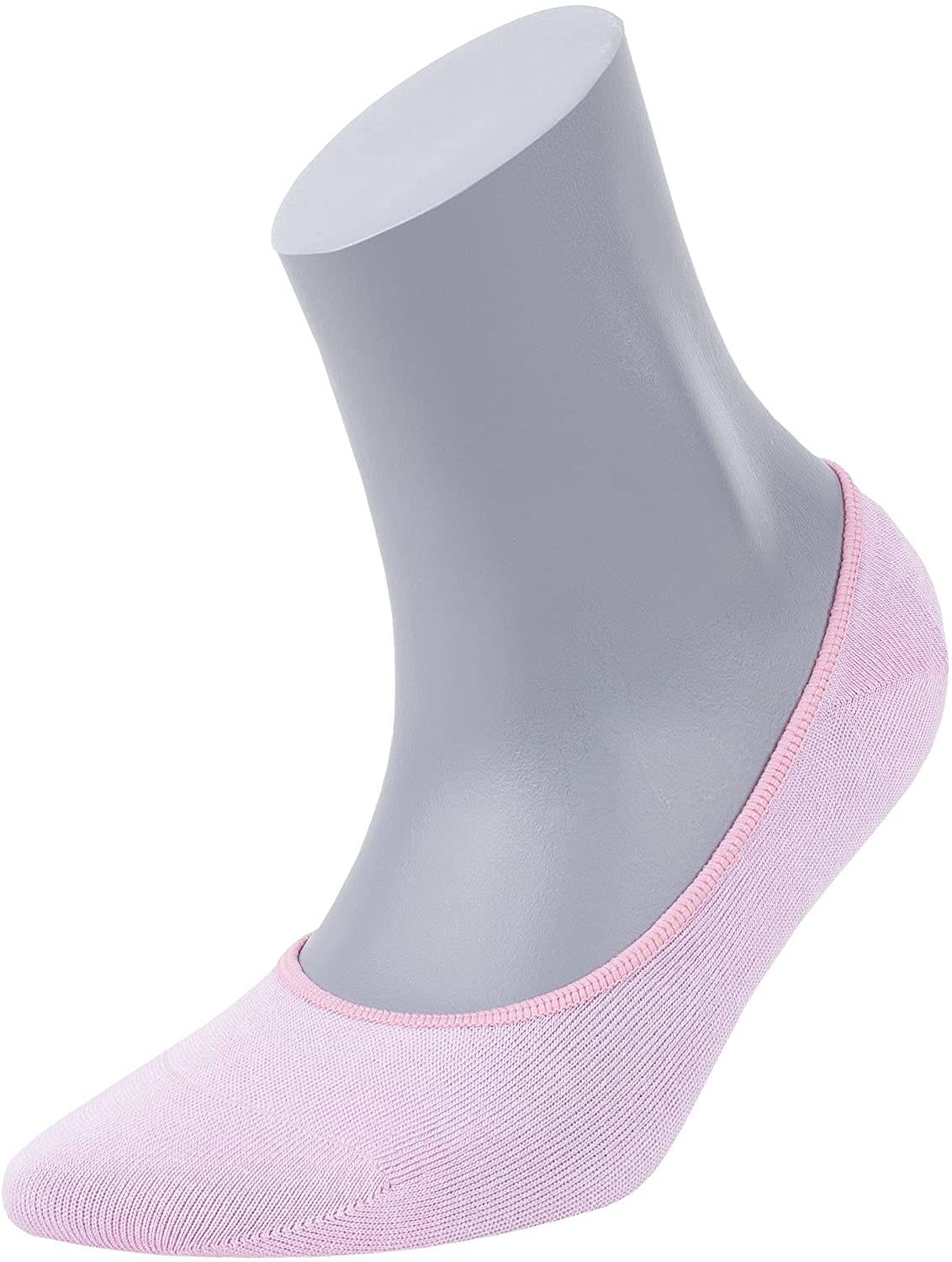 Pink no-show sock with ribbed knit and smooth toe