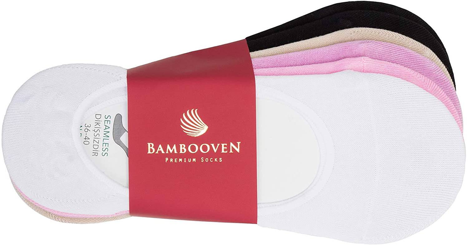 No-show socks, white with pink trim; folded 6-pack pair view