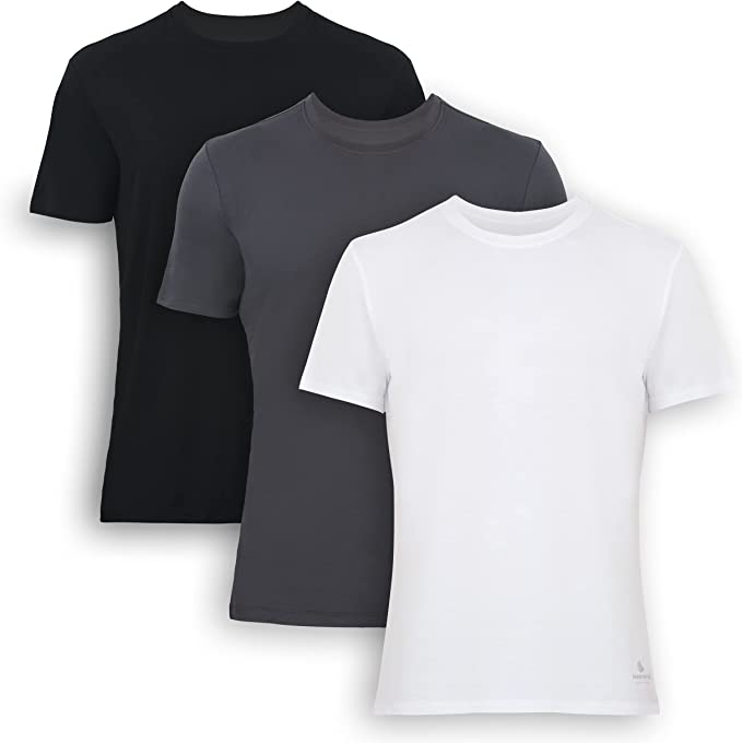 Men's crew neck undershirts 3-pack: black, gray, and white crew tees