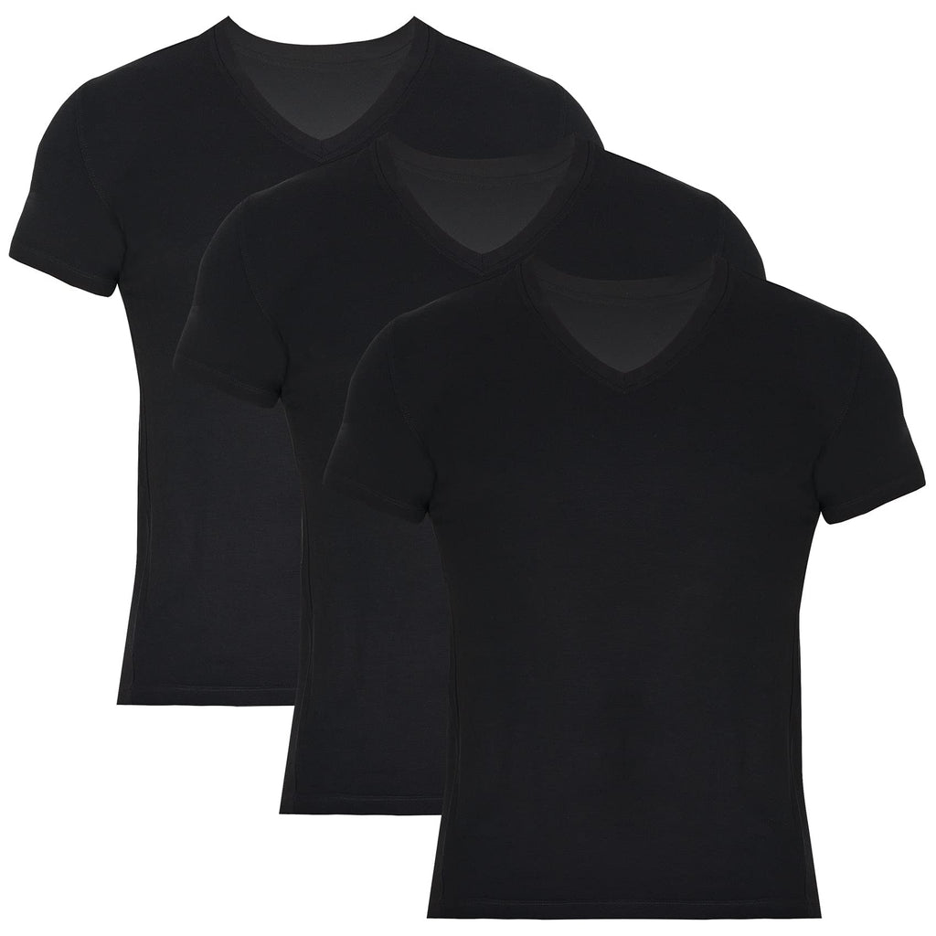 Black V-neck undershirt 3-pack, short-sleeve V-neck tees