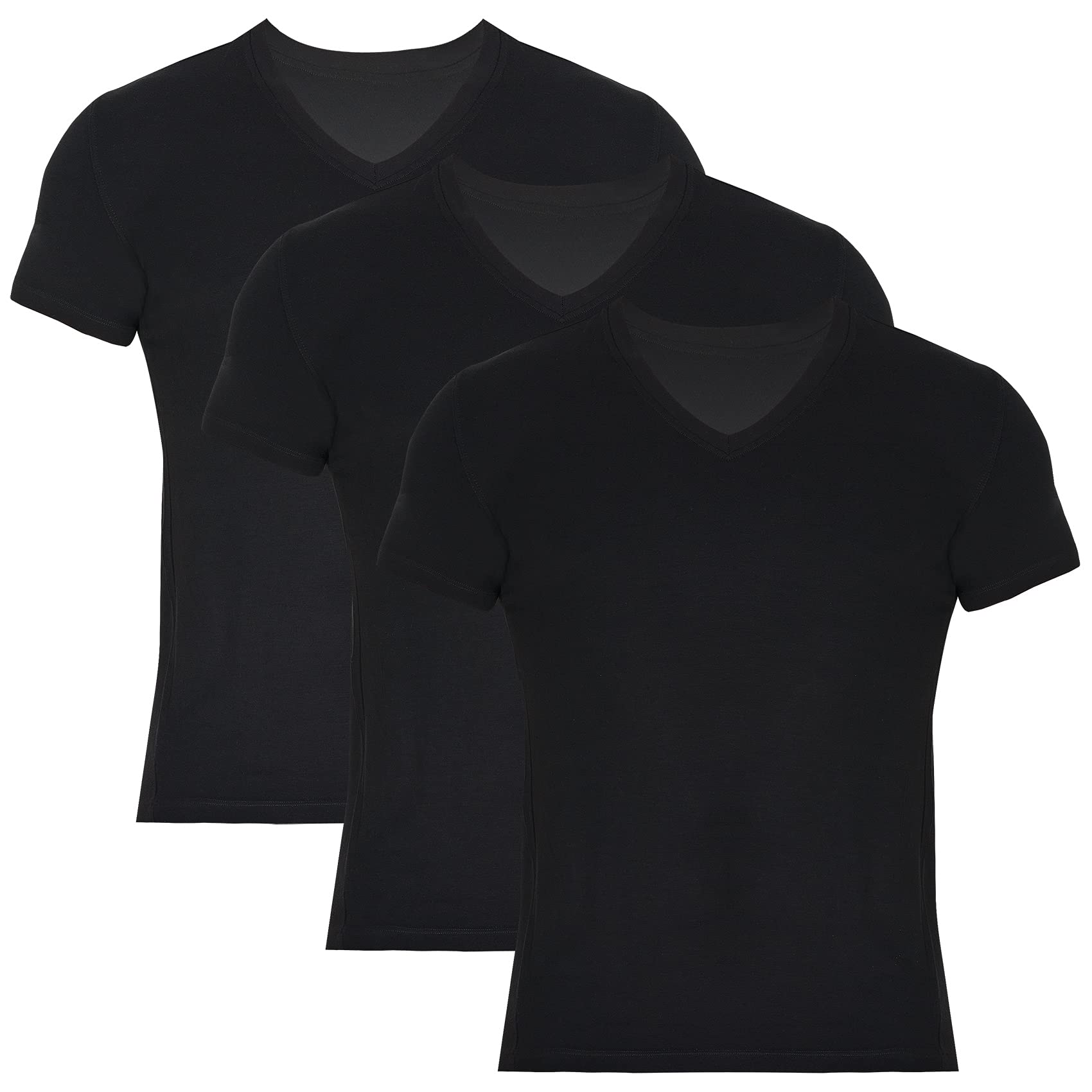 Black V-neck undershirt 3-pack, short-sleeve V-neck tees