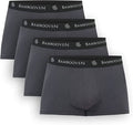 Men's bamboo boxer trunks 4-pack, charcoal gray with logo waistband and pouch
