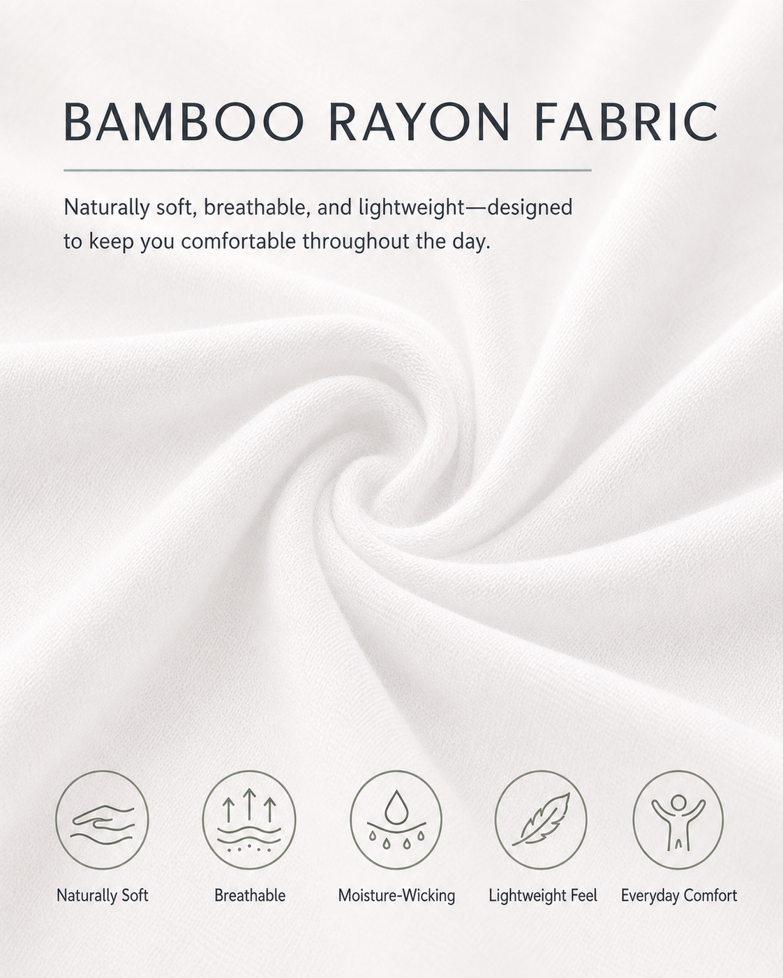 White bamboo rayon fabric swatch with knit texture for V-neck undershirts