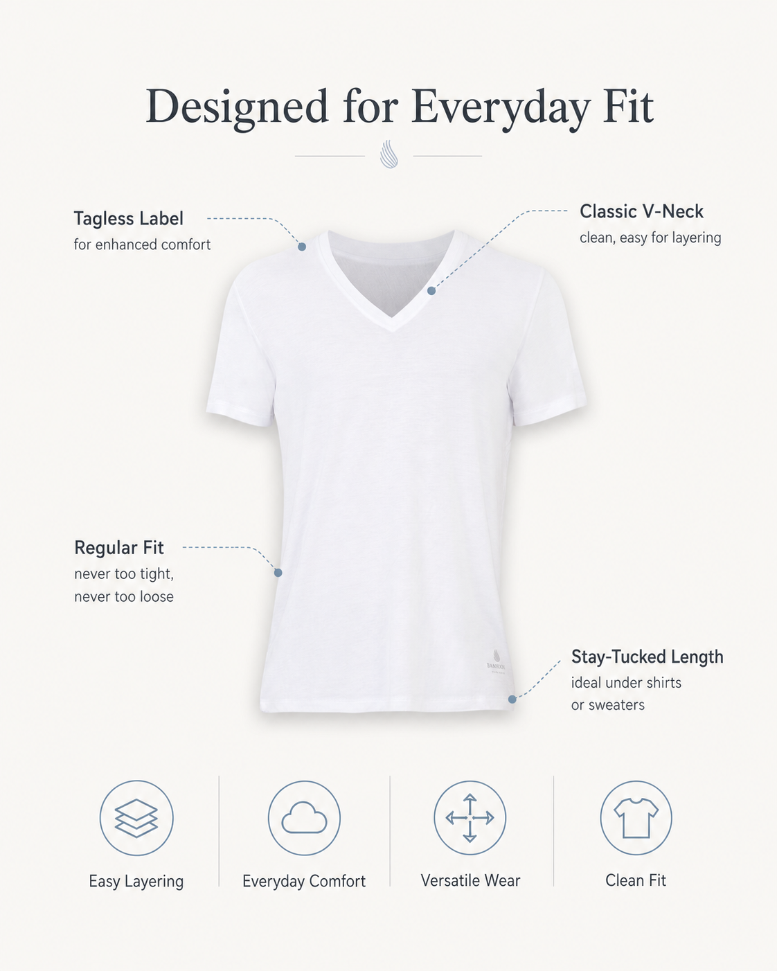 White V-neck undershirt, short-sleeve regular-fit tee