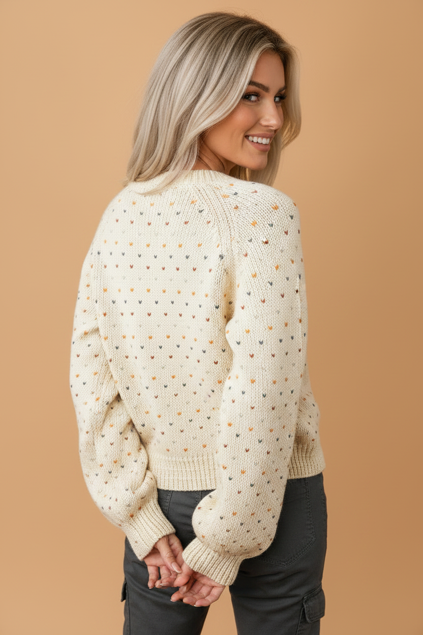 Geometric Polka Dot Long Sleeve Button Front Cardigan