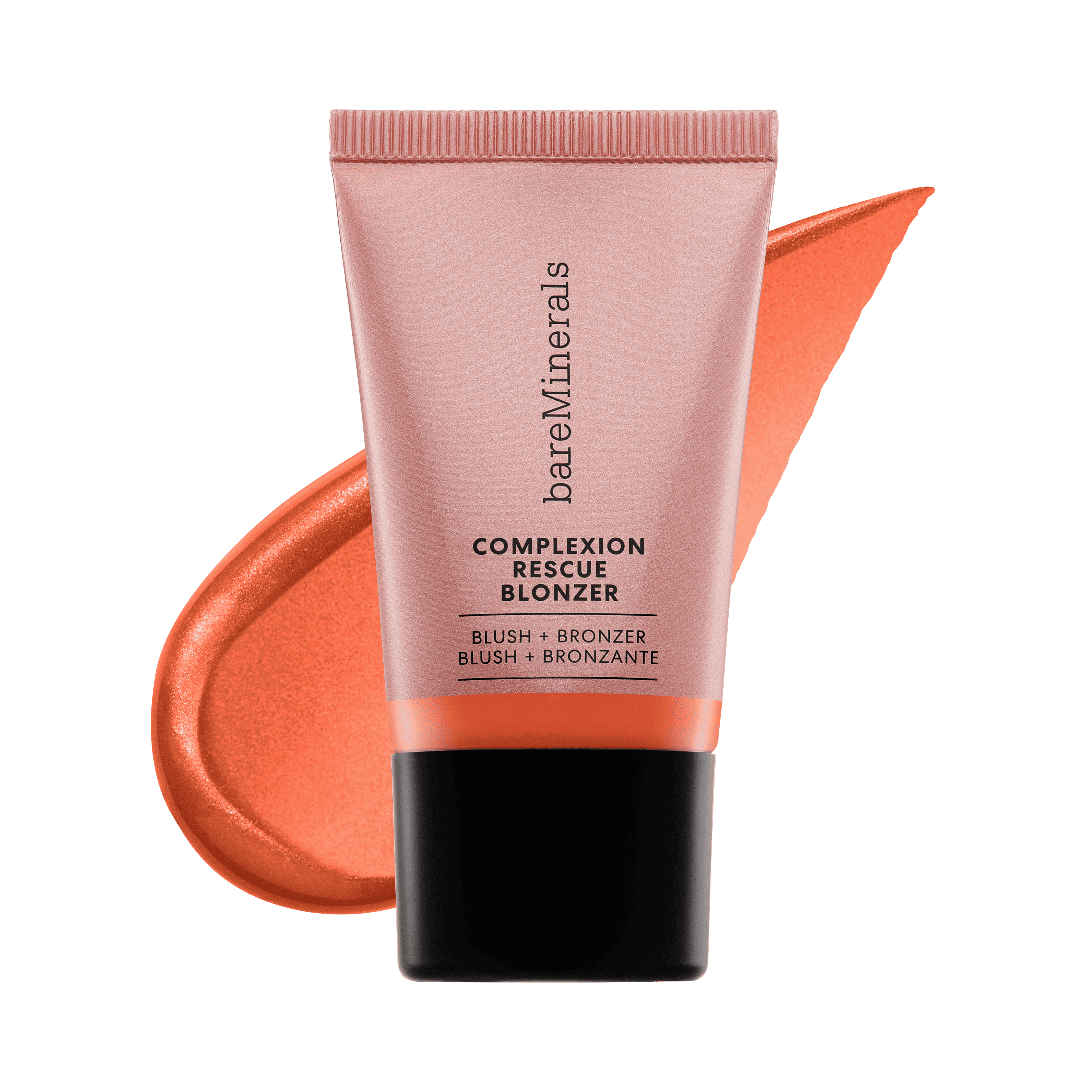 Liquid blush and bronzer in pink tube with copper swatch