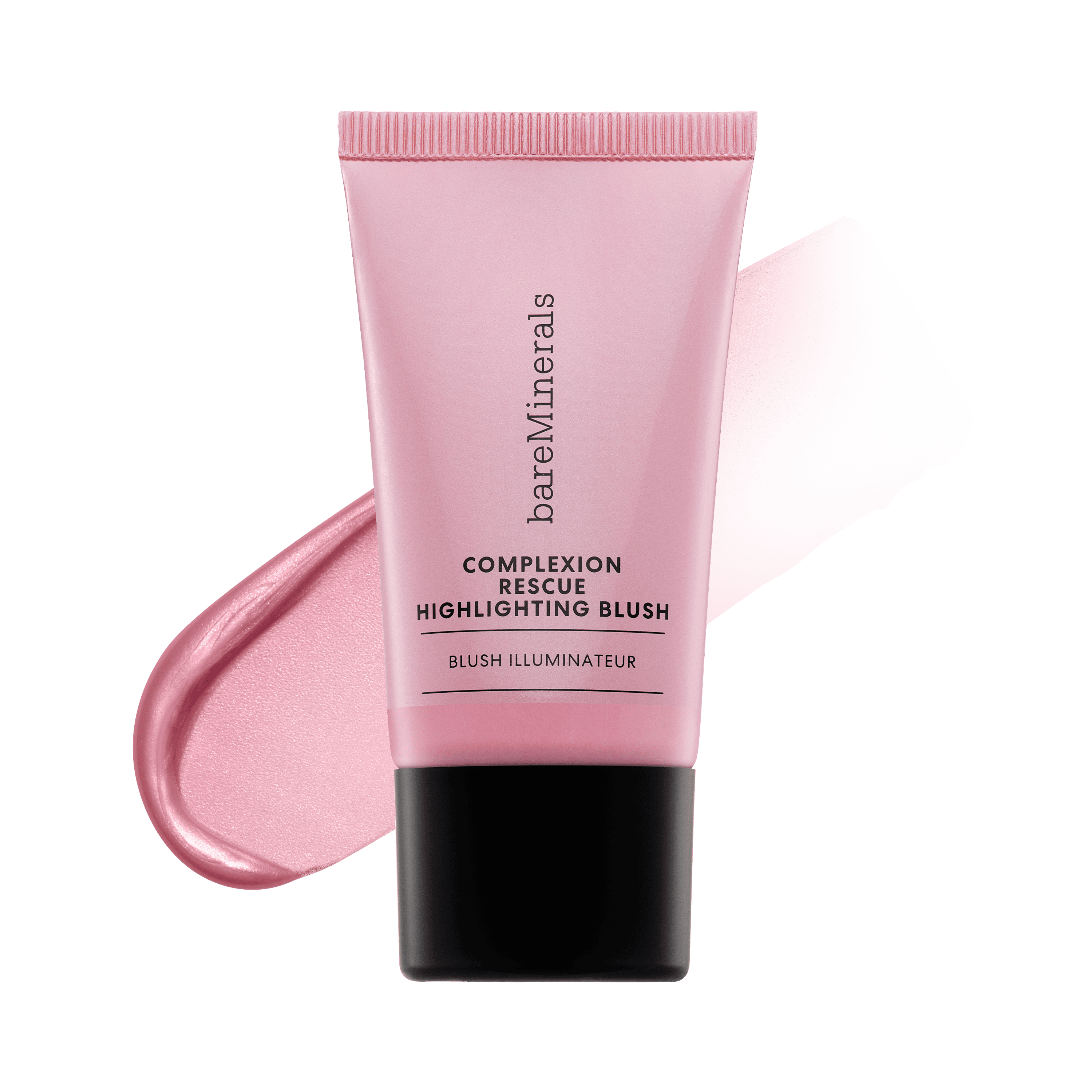 Highlighting blush tube with mauve-pink swatch and pink cap