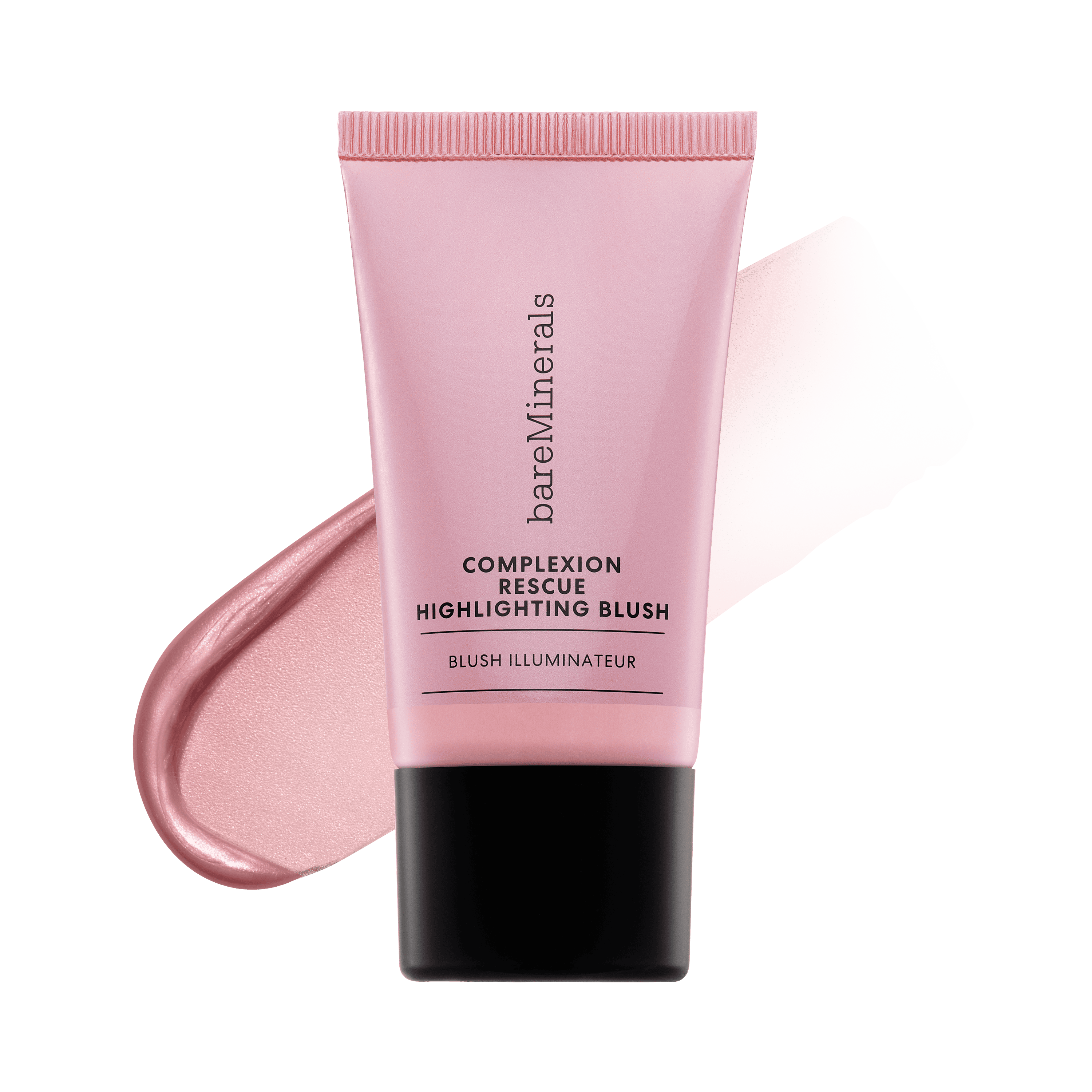 Highlighting blush tube with pink swatch and pink cap
