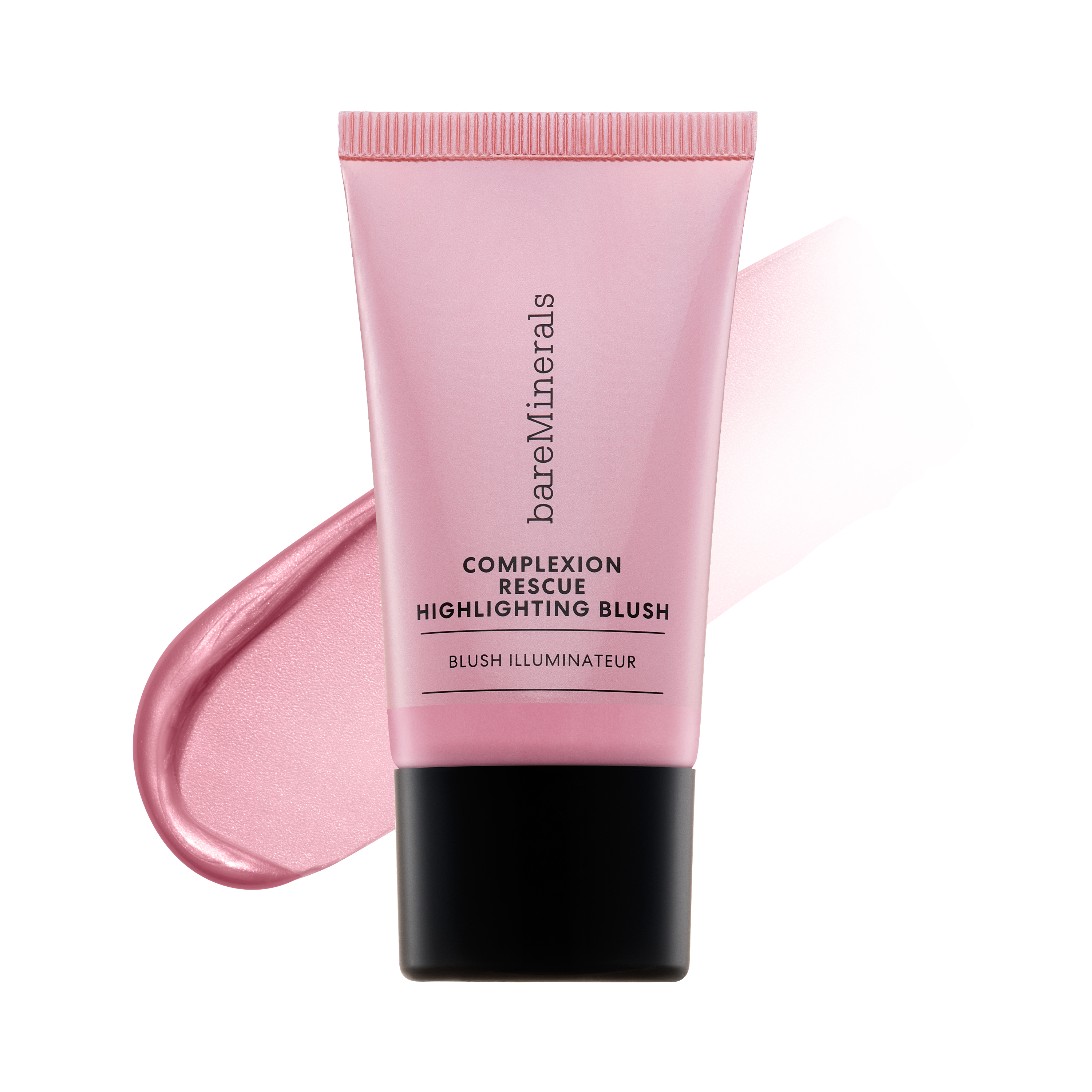 Highlighting blush tube in pink, with flip-top and printed label