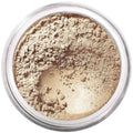 Loose mineral eye color in silver jar, champagne beige shimmer powder