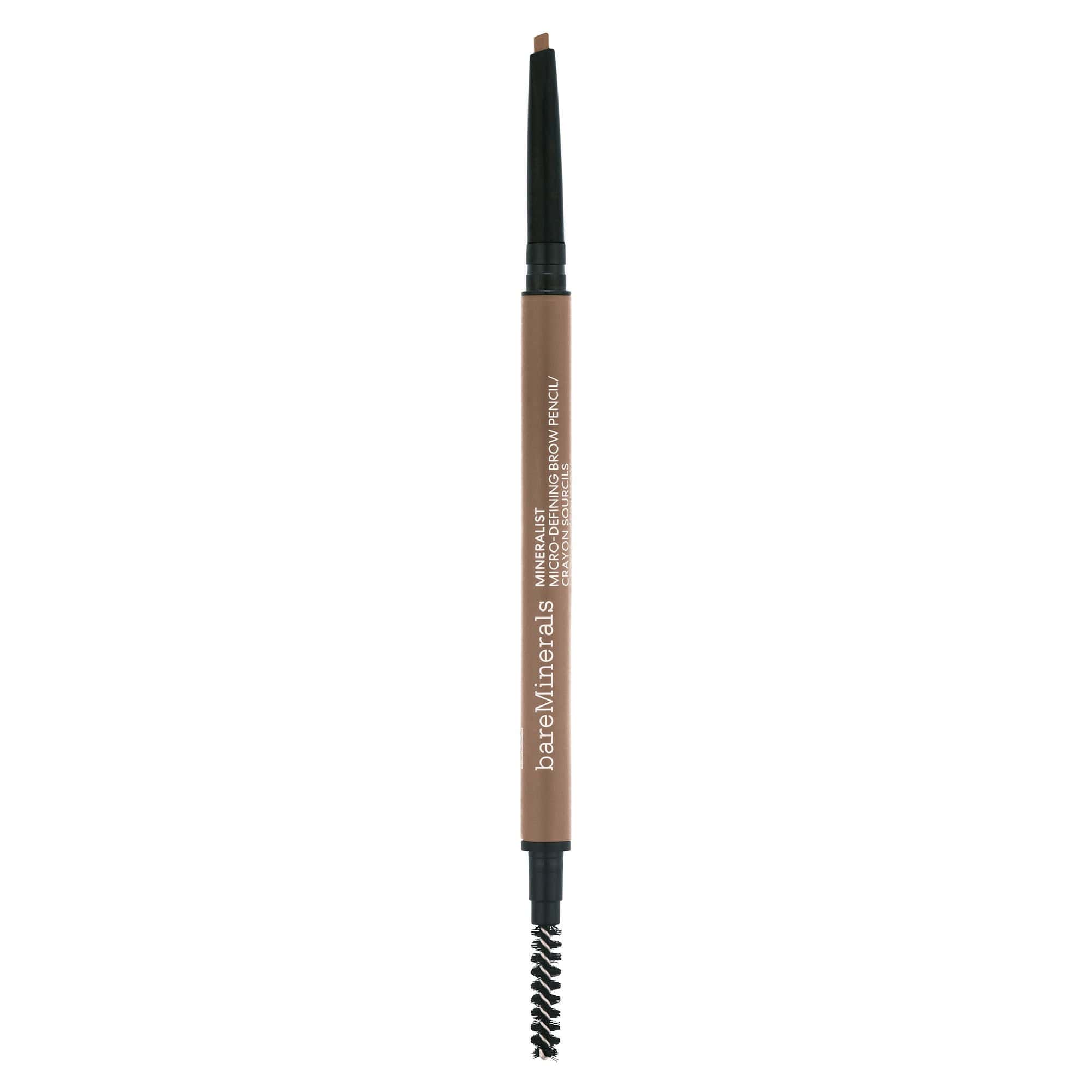 Mineralist micro-defining eyebrow pencil, taupe-brown barrel with spoolie tip