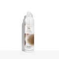 Hair powder bottle with clear top and white label, standing upright