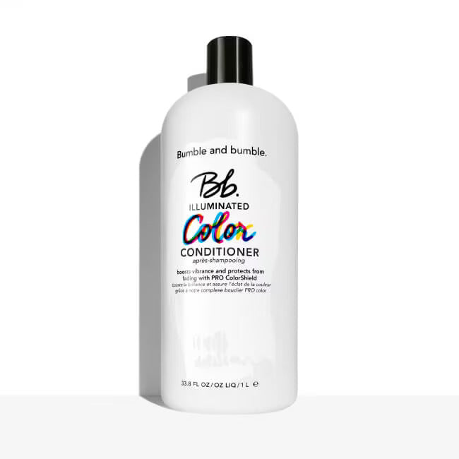 Bumble and bumble Illuminated Color Conditioner bottle, white with black cap.