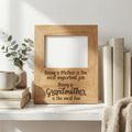 Wood photo frame with inspirational quote on front, no photo inside