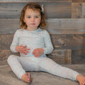 Girls' light blue swan ballet pajama set, long-sleeve top and matching pants