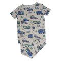 Kids short-sleeve pajama set with allover construction trucks and diggers print