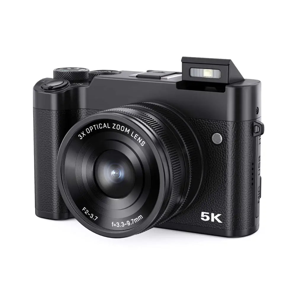 Black 5K Digital Camera with 3x Optical Zoom