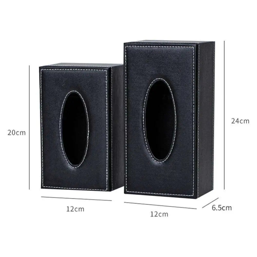 Black Faux Leather Car Tissue Box Cover