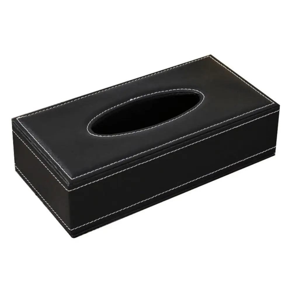 Black Faux Leather Car Tissue Box Cover