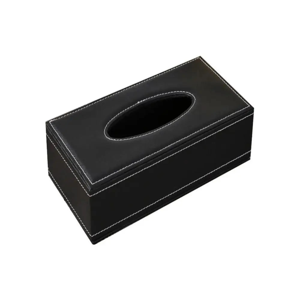 Black Faux Leather Car Tissue Box Cover