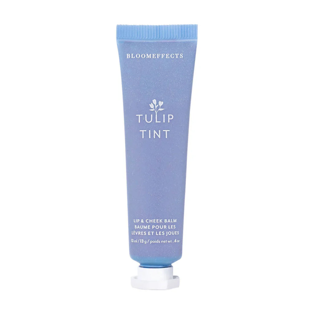 Lip and cheek balm tube, blue packaging with Tulip Tint label