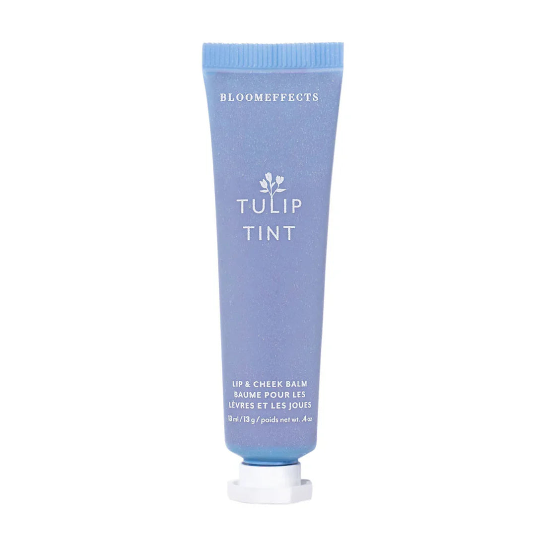 Lip and cheek balm tube, blue packaging with Tulip Tint label