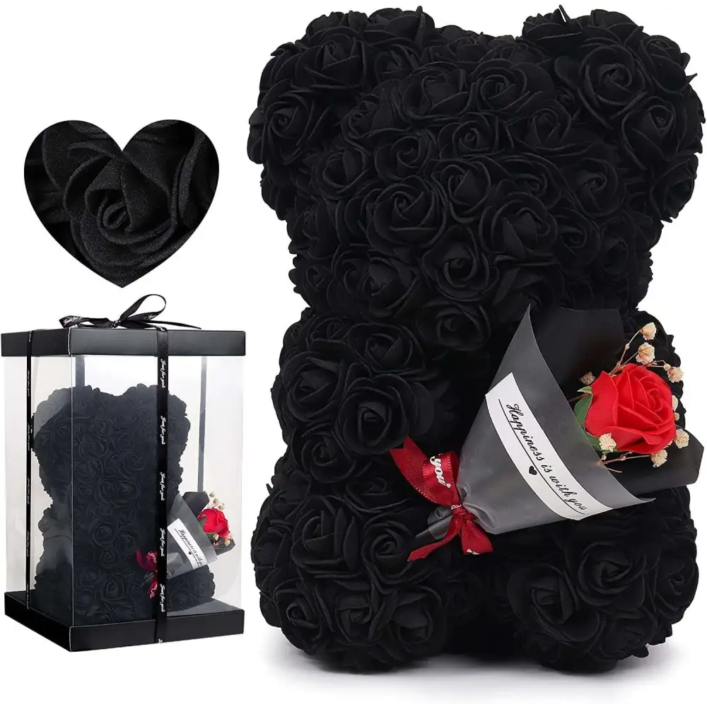 Blue Rose Bear Preserved Rose Flower Gift Box