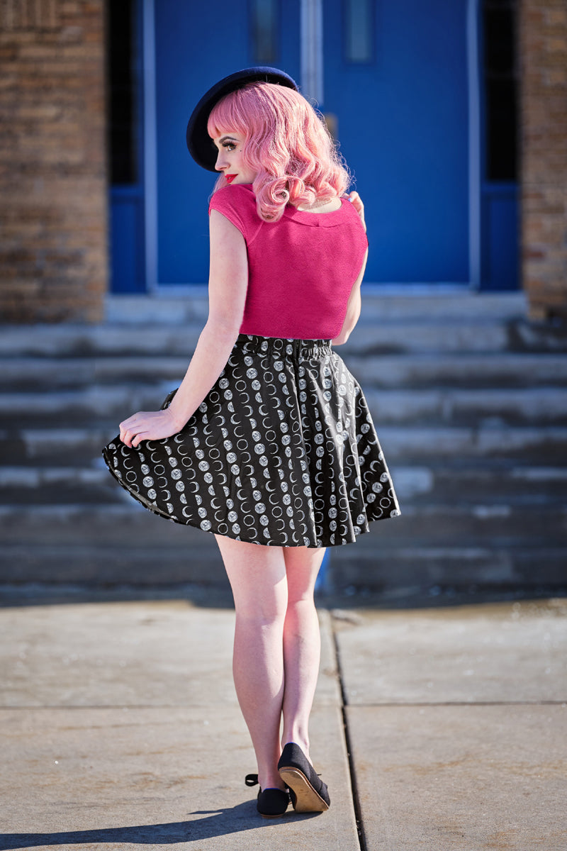 Retro Boat Neck Top in Hot Pink
